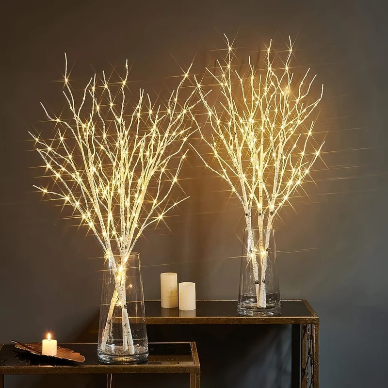 1 Stück 79.86 cm 50 LED leuchtendes weißes Birkenzweig-Dekorationslicht, simulierter künstlicher Zweig mit Batteriebetrieb, für Weihnachten im Innen- und Außenbereich, Hochzeit, Party, Heimdekoration