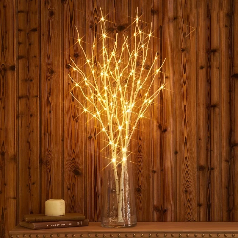 1 Stück 79.86 cm 50 LED leuchtendes weißes Birkenzweig-Dekorationslicht, simulierter künstlicher Zweig mit Batteriebetrieb, für Weihnachten im Innen- und Außenbereich, Hochzeit, Party, Heimdekoration