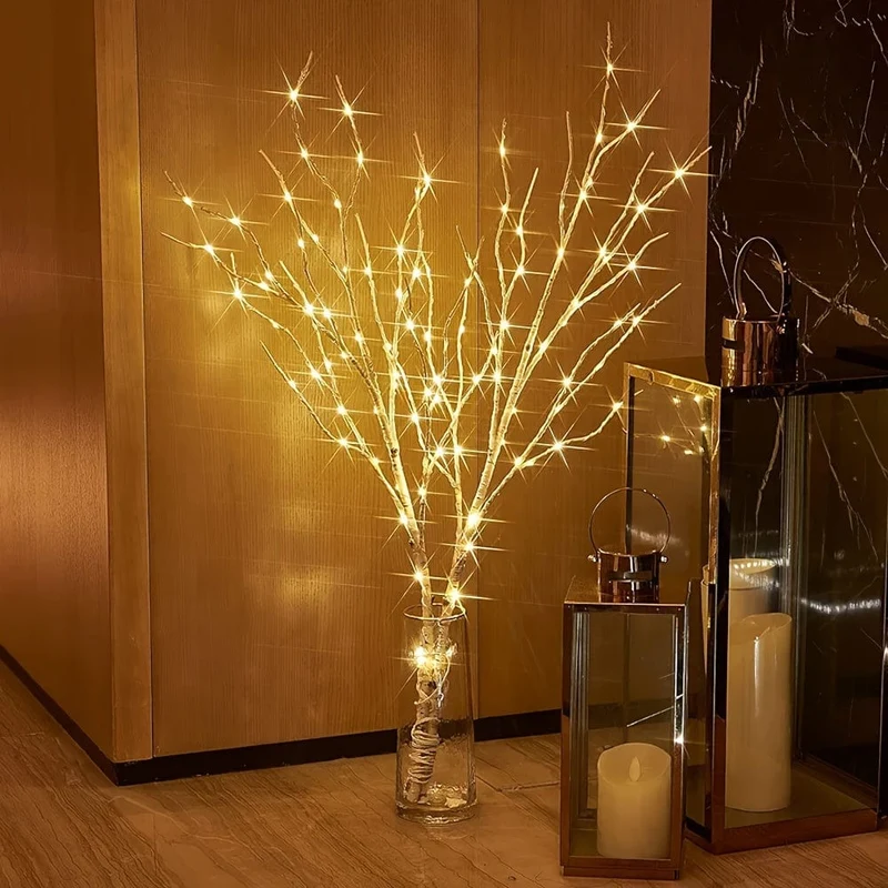 1 Stück 79.86 cm 50 LED leuchtendes weißes Birkenzweig-Dekorationslicht, simulierter künstlicher Zweig mit Batteriebetrieb, für Weihnachten im Innen- und Außenbereich, Hochzeit, Party, Heimdekoration