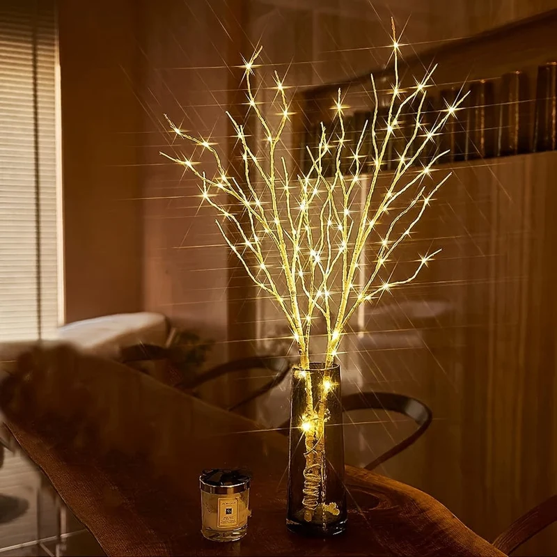 1 Stück 79.86 cm 50 LED leuchtendes weißes Birkenzweig-Dekorationslicht, simulierter künstlicher Zweig mit Batteriebetrieb, für Weihnachten im Innen- und Außenbereich, Hochzeit, Party, Heimdekoration