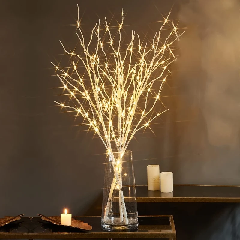 1 Stück 79.86 cm 50 LED leuchtendes weißes Birkenzweig-Dekorationslicht, simulierter künstlicher Zweig mit Batteriebetrieb, für Weihnachten im Innen- und Außenbereich, Hochzeit, Party, Heimdekoration