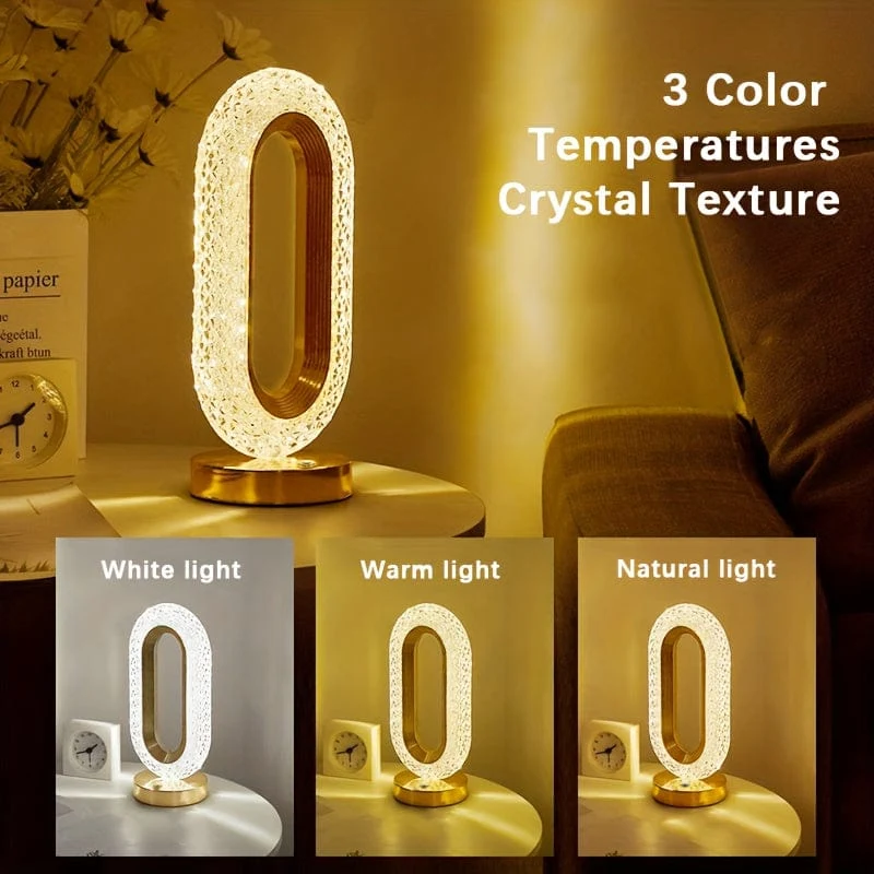 1 Stück tragbare Kristall-LED-Tischlampe, Schreibtischlampe mit 3 Helligkeitsstufen, wiederaufladbare Lampe mit 3-Farben-Touch-Steuerung, Nachtlicht, Nachttischlampe, Esszimmerlampe