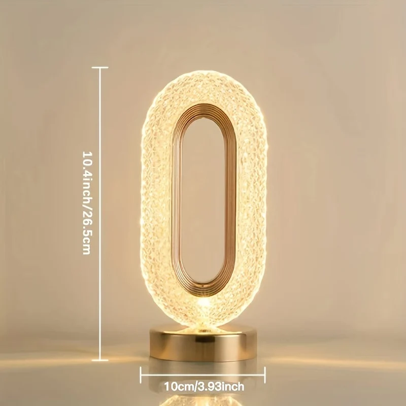 1 Stück tragbare Kristall-LED-Tischlampe, Schreibtischlampe mit 3 Helligkeitsstufen, wiederaufladbare Lampe mit 3-Farben-Touch-Steuerung, Nachtlicht, Nachttischlampe, Esszimmerlampe