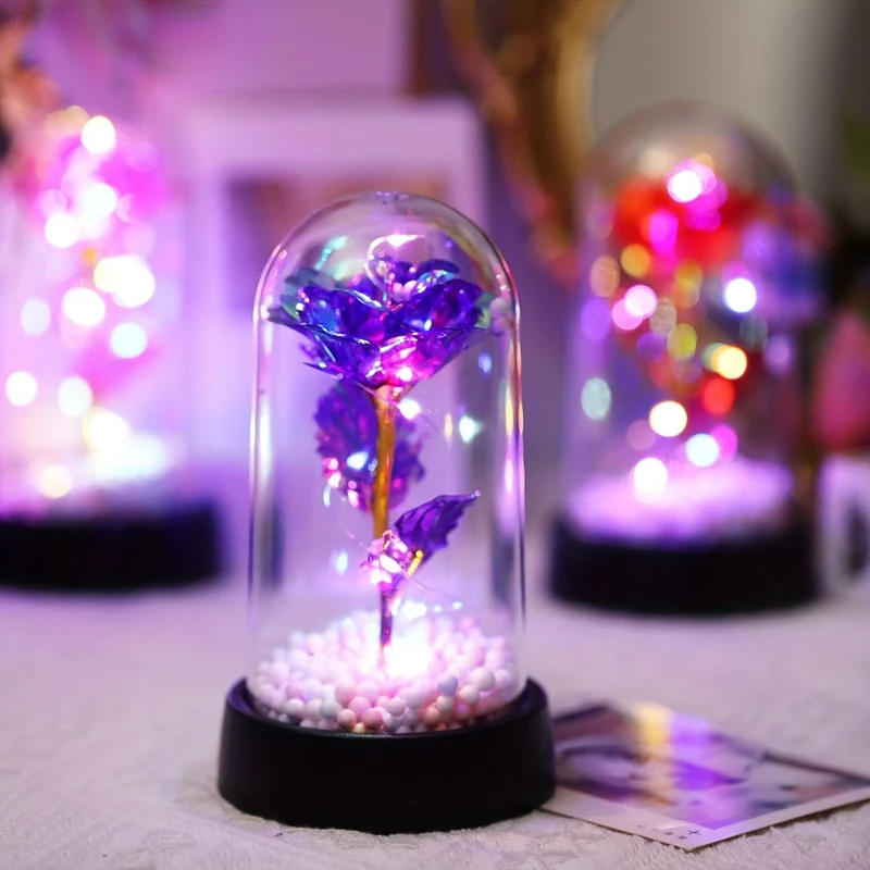 1 Stück simulierte goldene Blatt-Rosenblume, dekorative Nachtlampe, kreatives Blumenlicht für Innen-Desktop-/Nachttischdekoration mit Batterie, perfektes Rosengeschenk für Valentinstag, Muttertag, Hochzeitstag