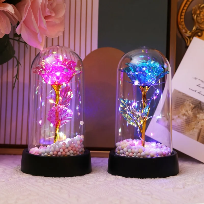 1 Stück simulierte goldene Blatt-Rosenblume, dekorative Nachtlampe, kreatives Blumenlicht für Innen-Desktop-/Nachttischdekoration mit Batterie, perfektes Rosengeschenk für Valentinstag, Muttertag, Hochzeitstag