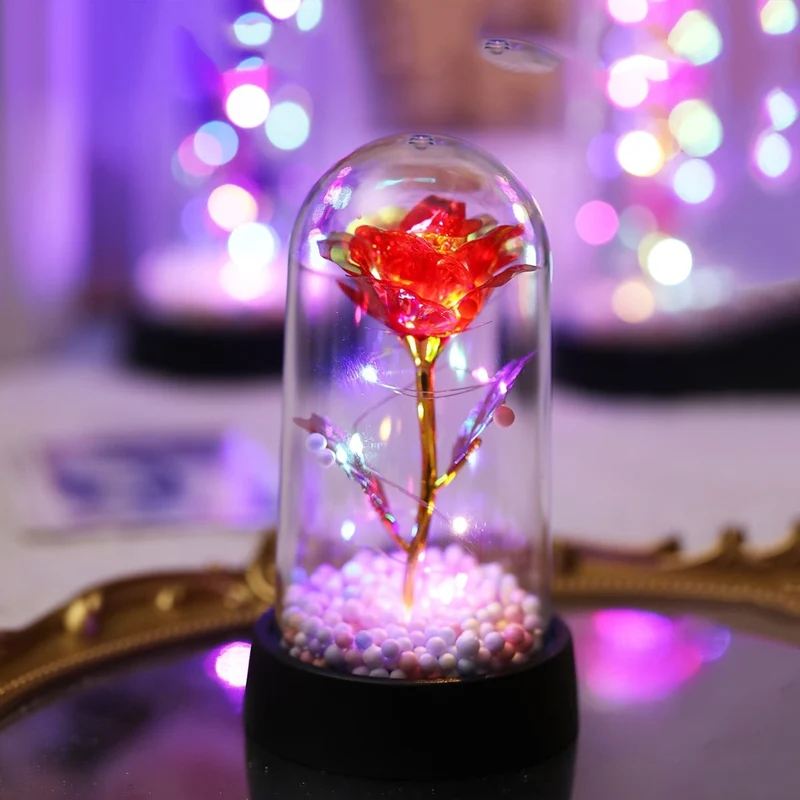 1 Stück simulierte goldene Blatt-Rosenblume, dekorative Nachtlampe, kreatives Blumenlicht für Innen-Desktop-/Nachttischdekoration mit Batterie, perfektes Rosengeschenk für Valentinstag, Muttertag, Hochzeitstag