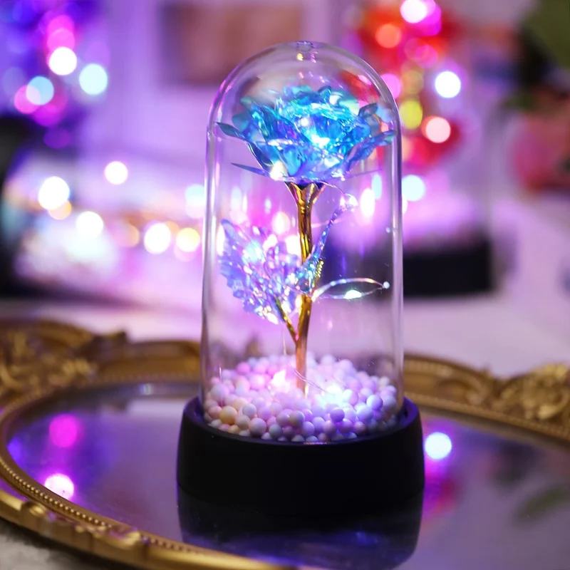 1 Stück simulierte goldene Blatt-Rosenblume, dekorative Nachtlampe, kreatives Blumenlicht für Innen-Desktop-/Nachttischdekoration mit Batterie, perfektes Rosengeschenk für Valentinstag, Muttertag, Hochzeitstag