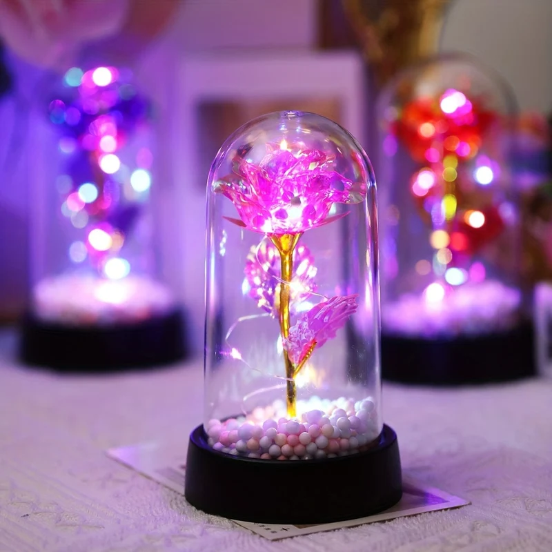 1 Stück simulierte goldene Blatt-Rosenblume, dekorative Nachtlampe, kreatives Blumenlicht für Innen-Desktop-/Nachttischdekoration mit Batterie, perfektes Rosengeschenk für Valentinstag, Muttertag, Hochzeitstag