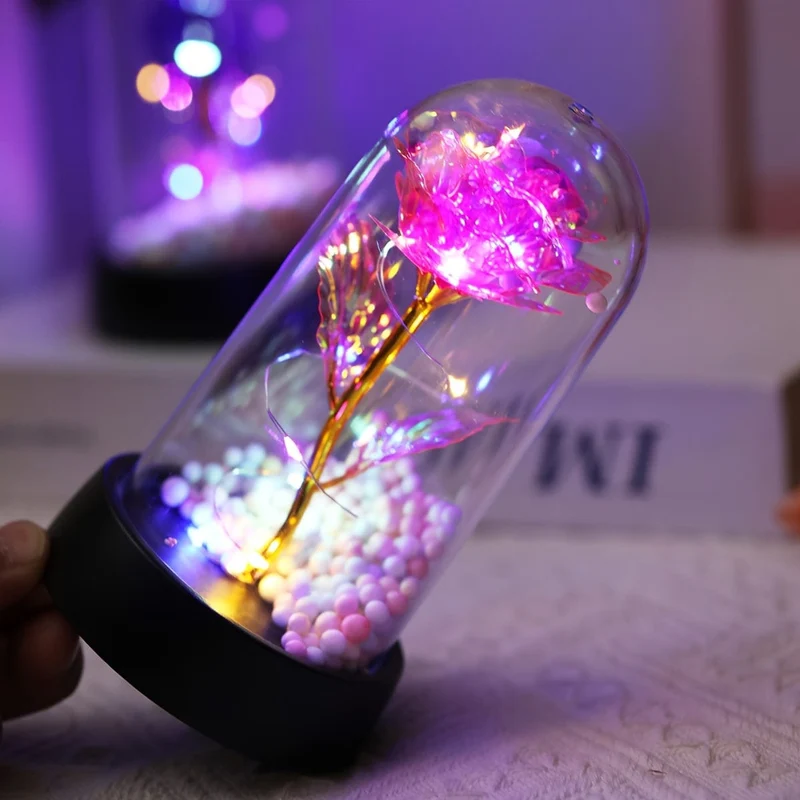 1 Stück simulierte goldene Blatt-Rosenblume, dekorative Nachtlampe, kreatives Blumenlicht für Innen-Desktop-/Nachttischdekoration mit Batterie, perfektes Rosengeschenk für Valentinstag, Muttertag, Hochzeitstag