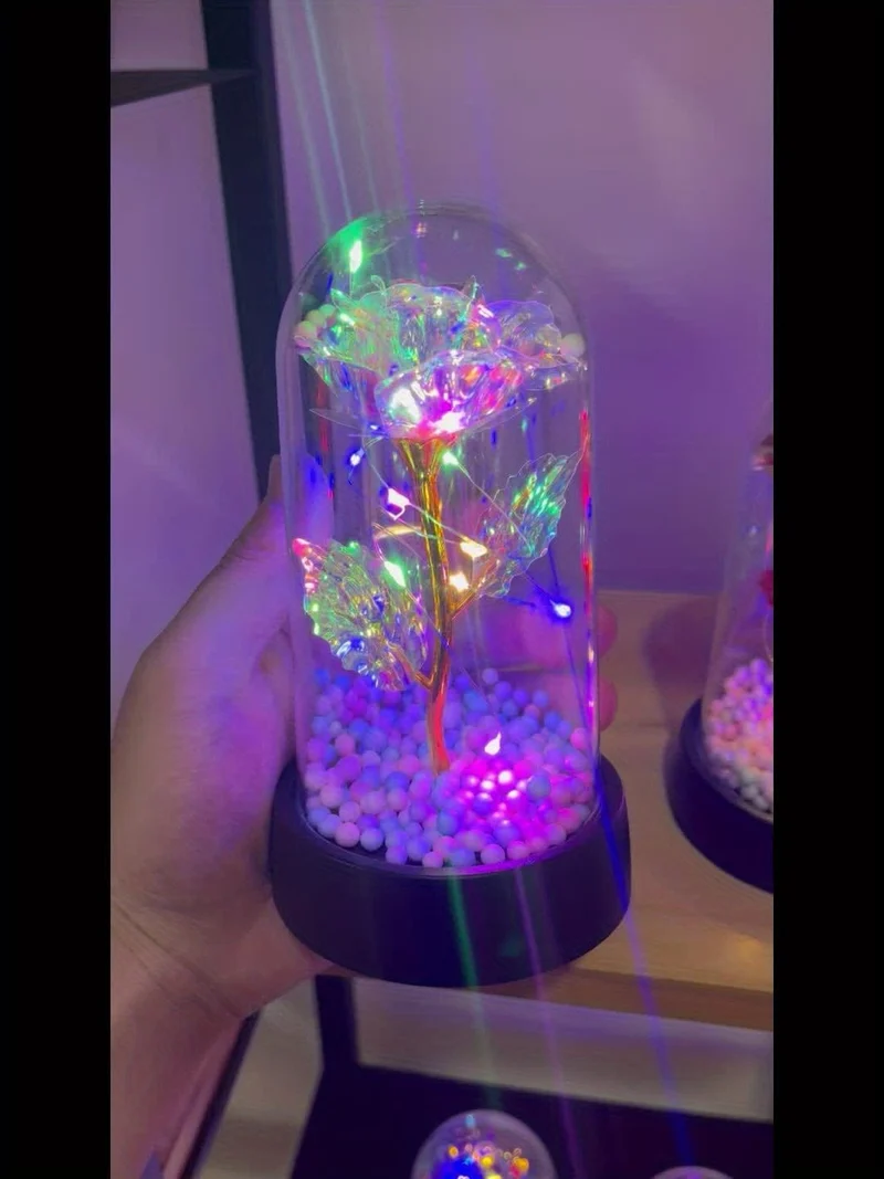 1 Stück simulierte goldene Blatt-Rosenblume, dekorative Nachtlampe, kreatives Blumenlicht für Innen-Desktop-/Nachttischdekoration mit Batterie, perfektes Rosengeschenk für Valentinstag, Muttertag, Hochzeitstag