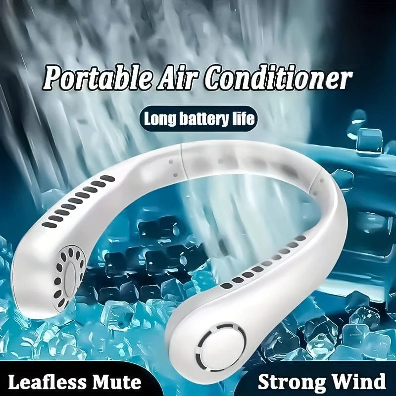 1Pc 2023 Neue Mini Neck Fan Tragbare Blattloser Hängenden Hals Wiederaufladbare Luftkühler 3 Geschwindigkeit Mini Sommer Sport Fans