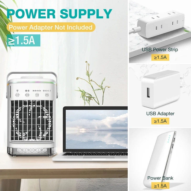 1 Stück tragbare Mini-Klimaanlage mit 4-Gang-Lüfter und Luftbefeuchter – perfekt für den Heim- und Bürogebrauch