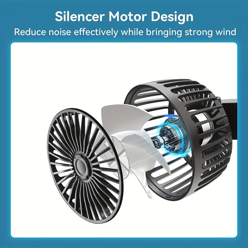 1-teiliger Autoventilator, kleine Auto-Klimaanlage, doppelköpfiger Heckventilator, starker Wind, 360-Grad-Drehung, großes Luftvolumen, Subwoofer-Betrieb, feste Clip-Montagemethode an der Basis, geeignet für Zuhause im Auto