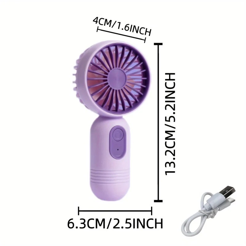 1 x tragbarer Mini-Ventilator, wiederaufladbar über USB, mit 3 Geschwindigkeiten – Handventilator für Männer und Frauen – perfekt für Büro, Outdoor, Reisen und Camping