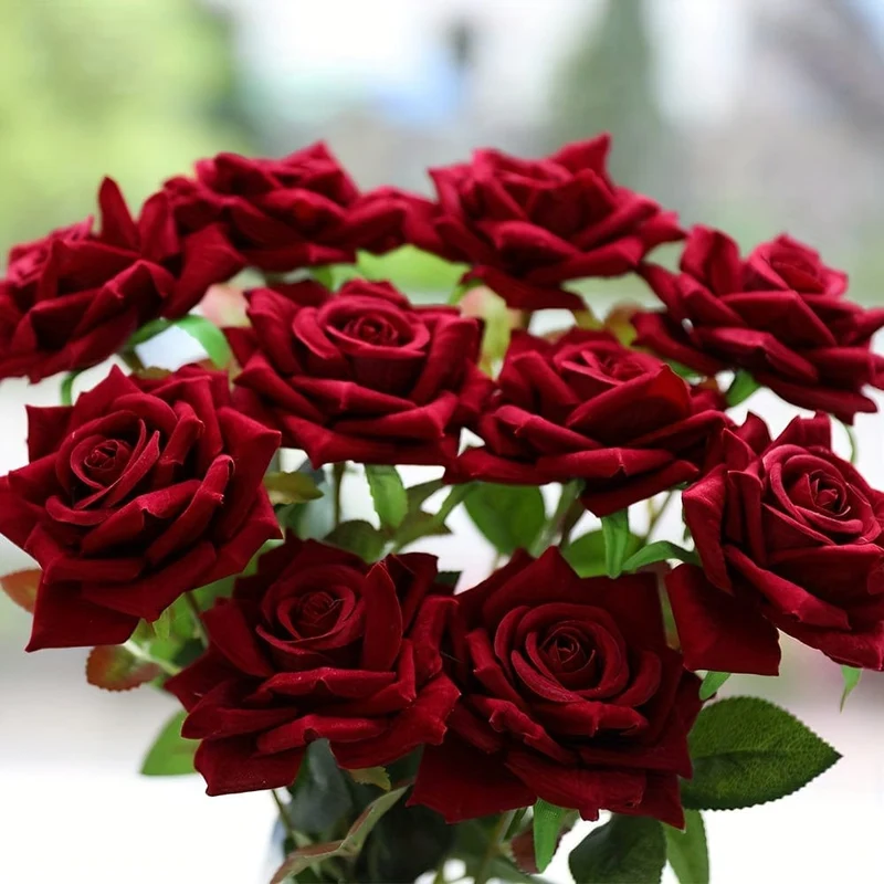 10 Stück künstliche Rosen, künstliche Rosen, künstliche Blumen mit Stielen, geeignet für Zuhause, Hochzeit, Tafelaufsatz, Hotel, Büro, Dekoration, Valentinstag als Heimdekoration, Heiratsantrags-Arrangement, Hochzeitszimmer