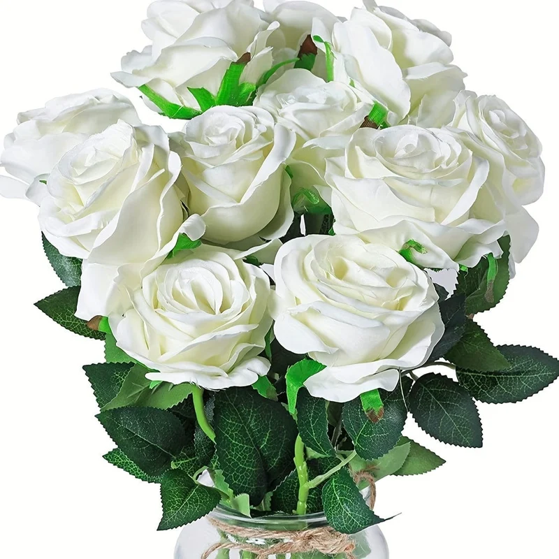 10 Stück künstliche Rosen, künstliche Rosen, künstliche Blumen mit Stielen, geeignet für Zuhause, Hochzeit, Tafelaufsatz, Hotel, Büro, Dekoration, Valentinstag als Heimdekoration, Heiratsantrags-Arrangement, Hochzeitszimmer