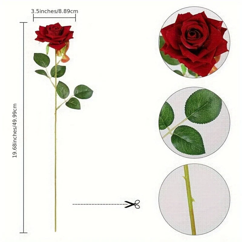 10 Stück künstliche Rosen, künstliche Rosen, künstliche Blumen mit Stielen, geeignet für Zuhause, Hochzeit, Tafelaufsatz, Hotel, Büro, Dekoration, Valentinstag als Heimdekoration, Heiratsantrags-Arrangement, Hochzeitszimmer