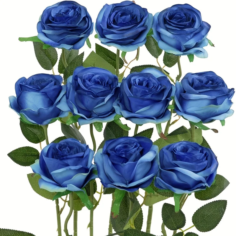 10 Stück künstliche Rosen, künstliche Rosen, künstliche Blumen mit Stielen, geeignet für Zuhause, Hochzeit, Tafelaufsatz, Hotel, Büro, Dekoration, Valentinstag als Heimdekoration, Heiratsantrags-Arrangement, Hochzeitszimmer
