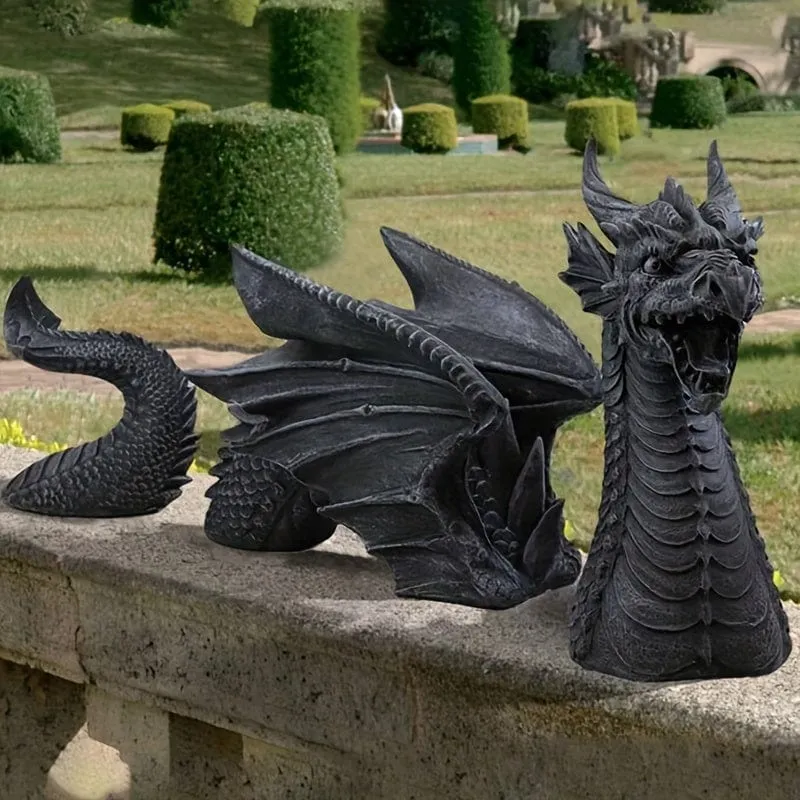 1 Stück, großer Drache, gotische Gartendekoration, Statue, Gartenskulpturen, gotische Innen- und Außendekoration, Statue