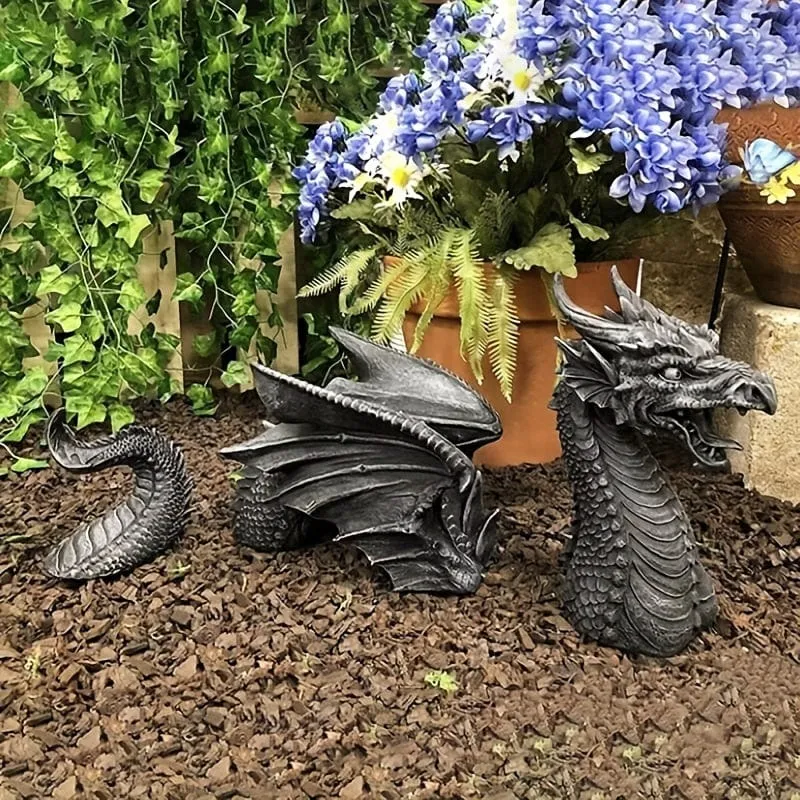 1 Stück, großer Drache, gotische Gartendekoration, Statue, Gartenskulpturen, gotische Innen- und Außendekoration, Statue