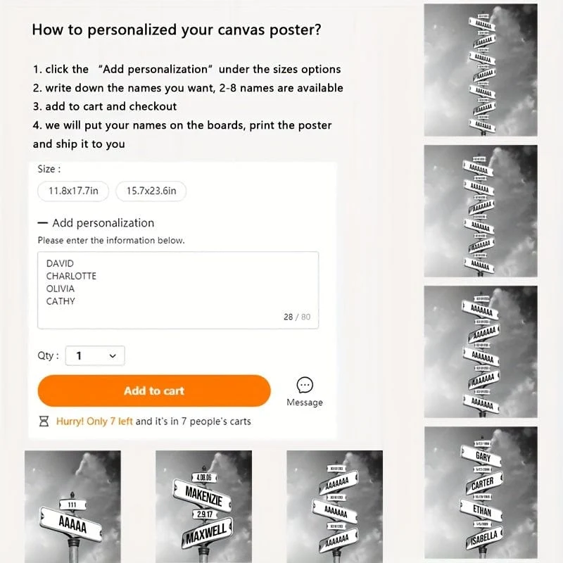 Benutzerdefiniertes Crossroad-Wegweiser-Poster, personalisierter Wandkunst-Leinwanddruck für Innendekoration, ideales Geschenk für Zuhause, Büro, Wohnzimmer, Schlafzimmer, Küche