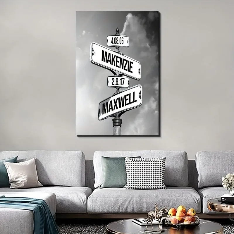Benutzerdefiniertes Crossroad-Wegweiser-Poster, personalisierter Wandkunst-Leinwanddruck für Innendekoration, ideales Geschenk für Zuhause, Büro, Wohnzimmer, Schlafzimmer, Küche