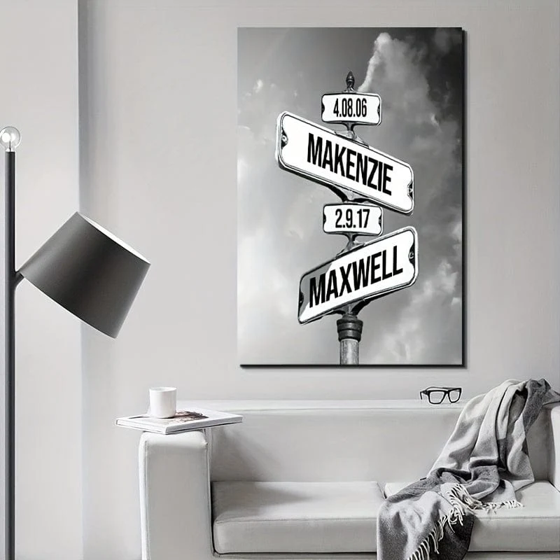 Benutzerdefiniertes Crossroad-Wegweiser-Poster, personalisierter Wandkunst-Leinwanddruck für Innendekoration, ideales Geschenk für Zuhause, Büro, Wohnzimmer, Schlafzimmer, Küche