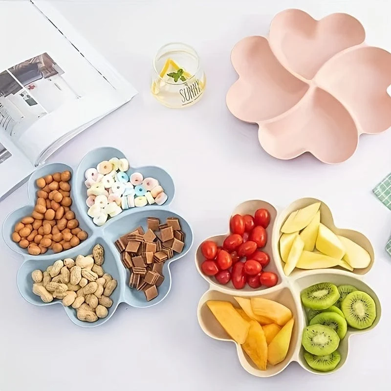 1 x Obstteller in Herzform mit Unterteilung, Teetisch für das Wohnzimmer, Tablett mit Trockenfrüchten, Dessertteller, herzförmiger Teller mit Melonenkernen und Nüssen in Pfirsichform, Aufbewahrungsbox für Trockenfrüchte, für Hochzeitsfeiern zu Hause, Partyzubehör,