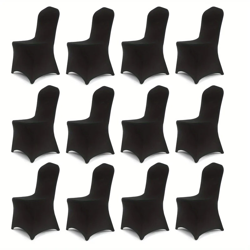 6/12 Stück Stuhlhussen aus Spandex für Restaurants und Bankette, geeignet für Wohnzimmer und Esszimmer, universeller elastischer Stuhlbezug, Stuhlschutz, geeignet für Hochzeiten, Bankette, Geburtstage und Partys (weiß, schwarz)