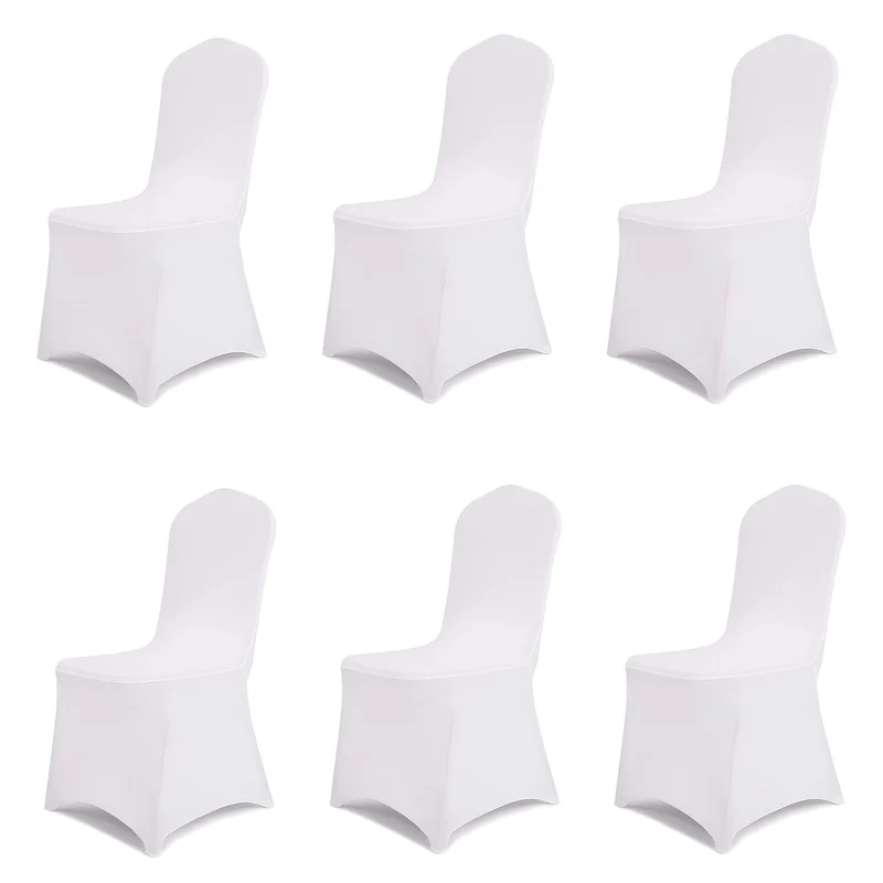 6/12 Stück Stuhlhussen aus Spandex für Restaurants und Bankette, geeignet für Wohnzimmer und Esszimmer, universeller elastischer Stuhlbezug, Stuhlschutz, geeignet für Hochzeiten, Bankette, Geburtstage und Partys (weiß, schwarz)