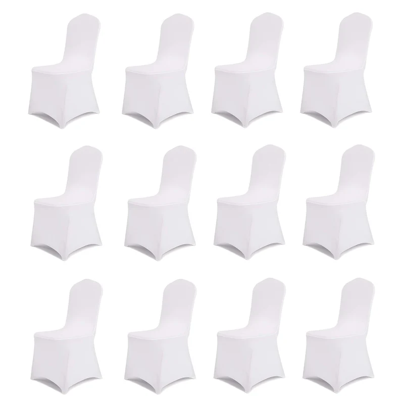 6/12 Stück Stuhlhussen aus Spandex für Restaurants und Bankette, geeignet für Wohnzimmer und Esszimmer, universeller elastischer Stuhlbezug, Stuhlschutz, geeignet für Hochzeiten, Bankette, Geburtstage und Partys (weiß, schwarz)