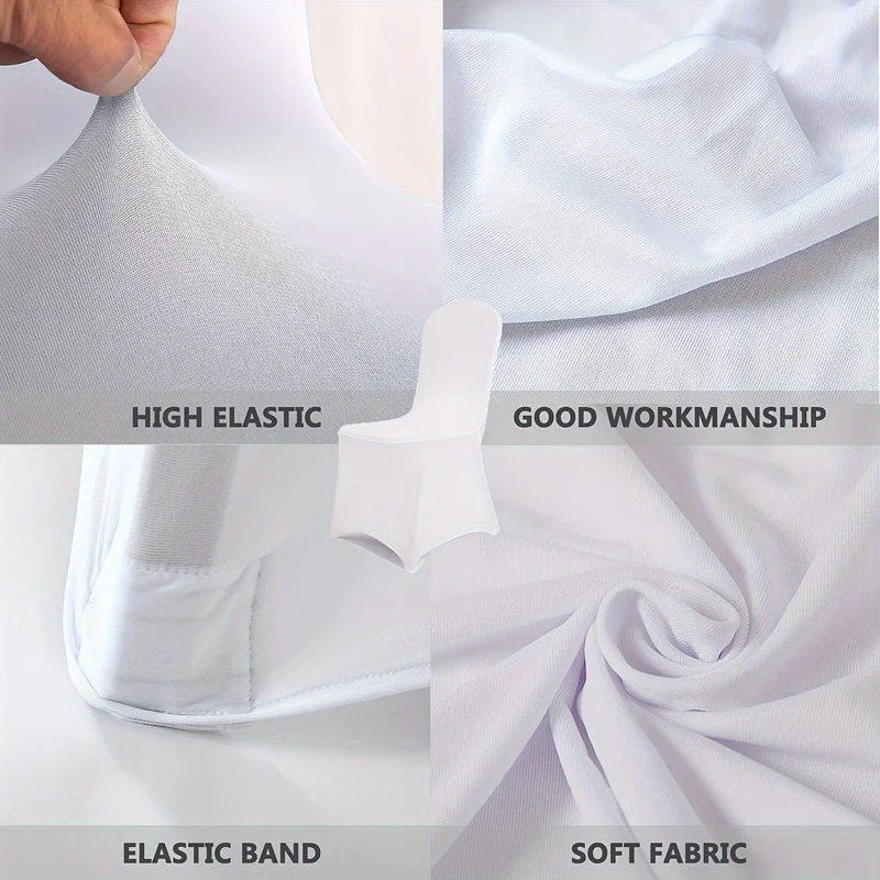 6/12 Stück Stuhlhussen aus Spandex für Restaurants und Bankette, geeignet für Wohnzimmer und Esszimmer, universeller elastischer Stuhlbezug, Stuhlschutz, geeignet für Hochzeiten, Bankette, Geburtstage und Partys (weiß, schwarz)