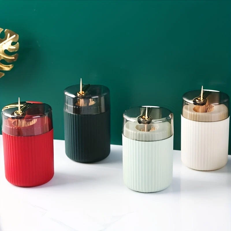 1 Stück, Zahnstocherbox, leichte, luxuriöse, kreative Aufbewahrungs-Zahnstocherbox, Tupferglas mit kreativem Design, Kunststoff-Zahnstocherbox mit automatischer Entriegelung und Druckknopf, Zahnseidebox, Wohnaccessoires