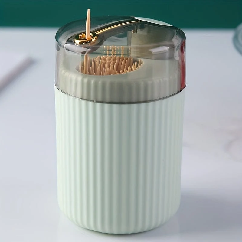 1 Stück, Zahnstocherbox, leichte, luxuriöse, kreative Aufbewahrungs-Zahnstocherbox, Tupferglas mit kreativem Design, Kunststoff-Zahnstocherbox mit automatischer Entriegelung und Druckknopf, Zahnseidebox, Wohnaccessoires