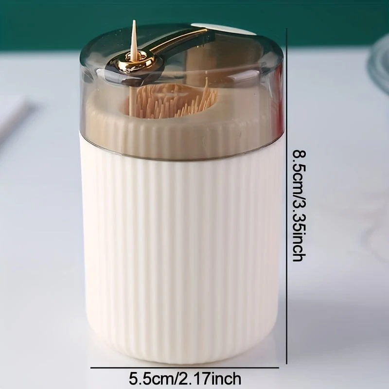 1 Stück, Zahnstocherbox, leichte, luxuriöse, kreative Aufbewahrungs-Zahnstocherbox, Tupferglas mit kreativem Design, Kunststoff-Zahnstocherbox mit automatischer Entriegelung und Druckknopf, Zahnseidebox, Wohnaccessoires