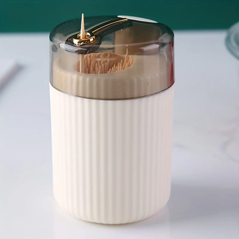 1 Stück, Zahnstocherbox, leichte, luxuriöse, kreative Aufbewahrungs-Zahnstocherbox, Tupferglas mit kreativem Design, Kunststoff-Zahnstocherbox mit automatischer Entriegelung und Druckknopf, Zahnseidebox, Wohnaccessoires