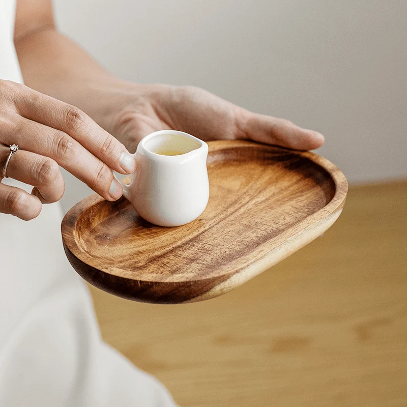1 Stück Holztablett, Obstteller, Dessertteller aus Holz, Kaffee-Milch-Snack-Holztablett, Kuchenteller, Käseteller, Teetablett aus Holz, Brotteller, Frühstücksteller