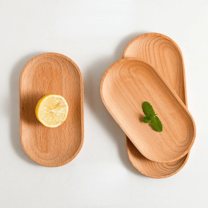 1 Stück Holztablett, Obstteller, Dessertteller aus Holz, Kaffee-Milch-Snack-Holztablett, Kuchenteller, Käseteller, Teetablett aus Holz, Brotteller, Frühstücksteller