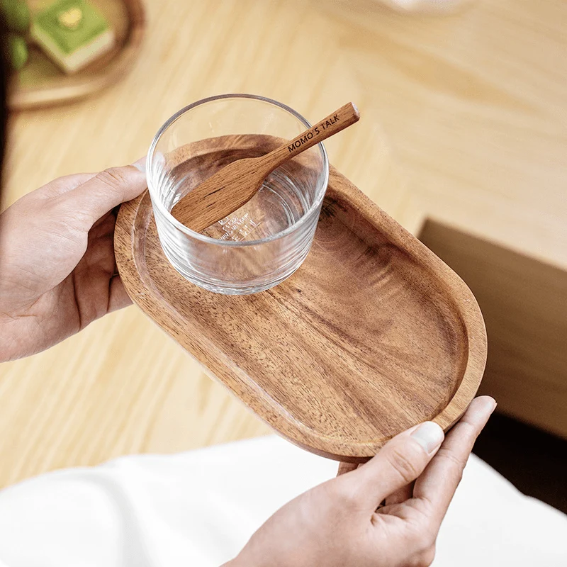 1 Stück Holztablett, Obstteller, Dessertteller aus Holz, Kaffee-Milch-Snack-Holztablett, Kuchenteller, Käseteller, Teetablett aus Holz, Brotteller, Frühstücksteller