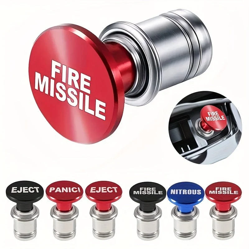 EJECT Fire Missiles Button Auto-Zigarettenanzünder, 12-Volt-Auto-Zigarettenanzünder-Ersatz, Auto-Innendekoration, passend für die meisten Fahrzeuge