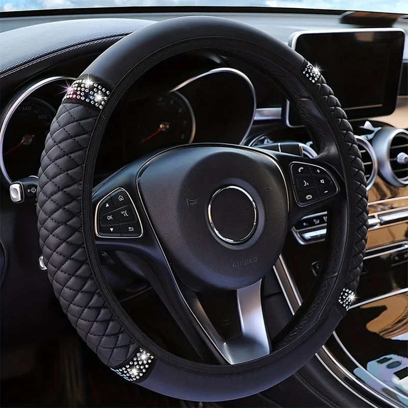 Funkeln und glänzen: Lenkradbezug mit eingelegten künstlichen Diamanten für Damen, Autozubehör