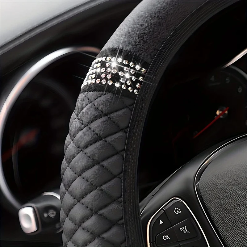 Funkeln und glänzen: Lenkradbezug mit eingelegten künstlichen Diamanten für Damen, Autozubehör