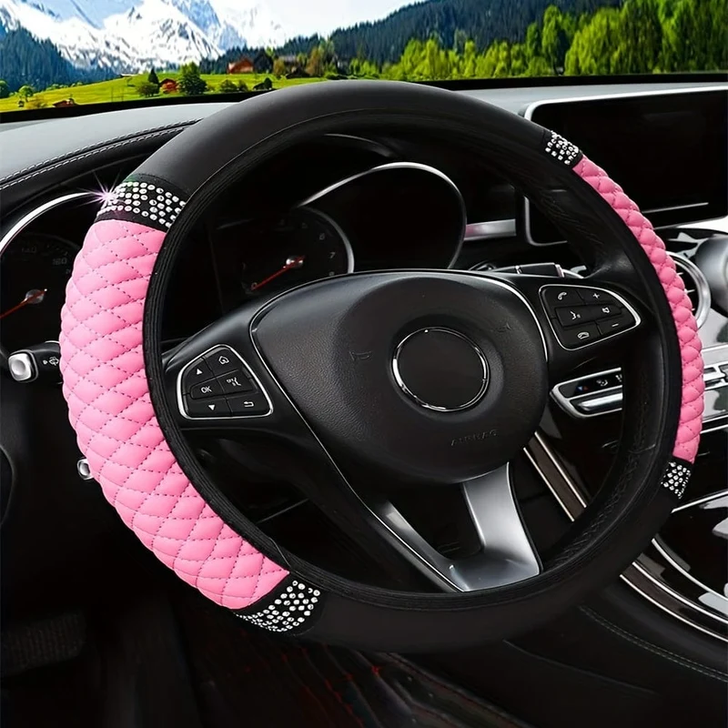 Funkeln und glänzen: Lenkradbezug mit eingelegten künstlichen Diamanten für Damen, Autozubehör