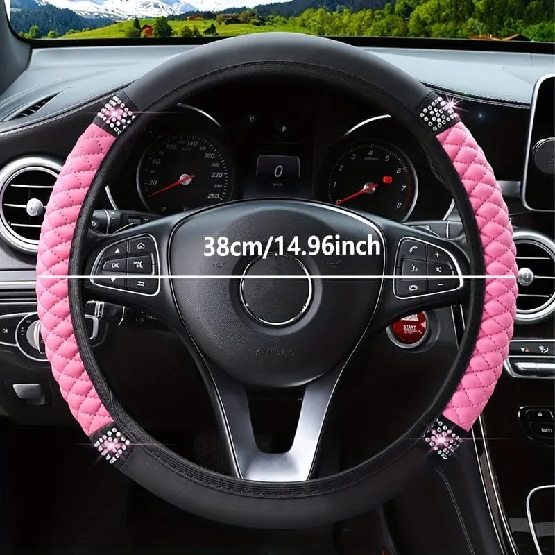 Funkeln und glänzen: Lenkradbezug mit eingelegten künstlichen Diamanten für Damen, Autozubehör