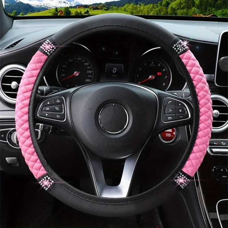 Funkeln und glänzen: Lenkradbezug mit eingelegten künstlichen Diamanten für Damen, Autozubehör
