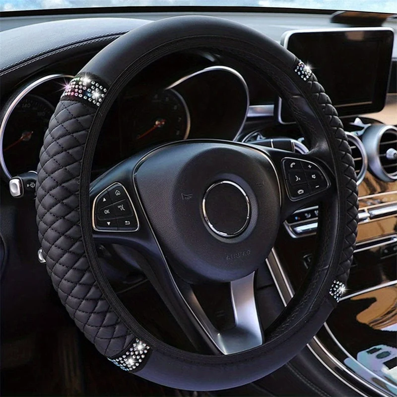 Funkeln und glänzen: Lenkradbezug mit eingelegten künstlichen Diamanten für Damen, Autozubehör