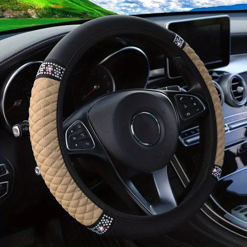Funkeln und glänzen: Lenkradbezug mit eingelegten künstlichen Diamanten für Damen, Autozubehör