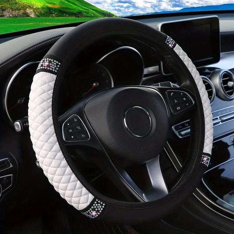 Funkeln und glänzen: Lenkradbezug mit eingelegten künstlichen Diamanten für Damen, Autozubehör