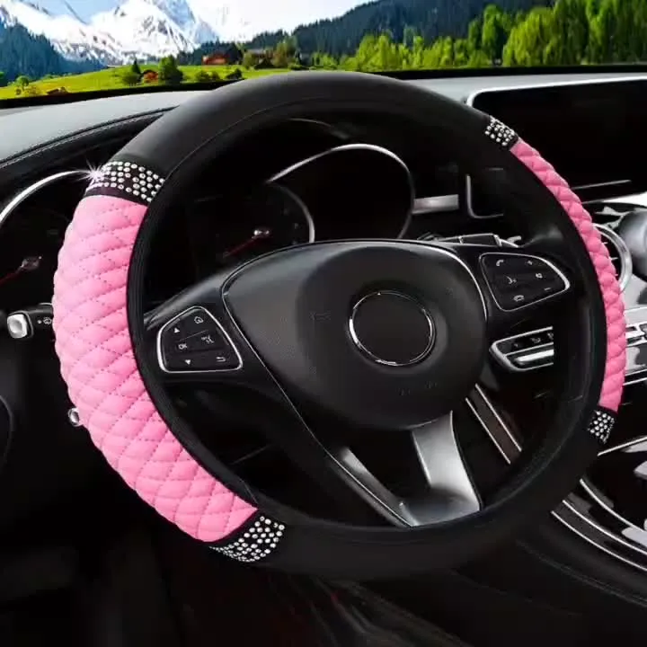 Funkeln und glänzen: Lenkradbezug mit eingelegten künstlichen Diamanten für Damen, Autozubehör