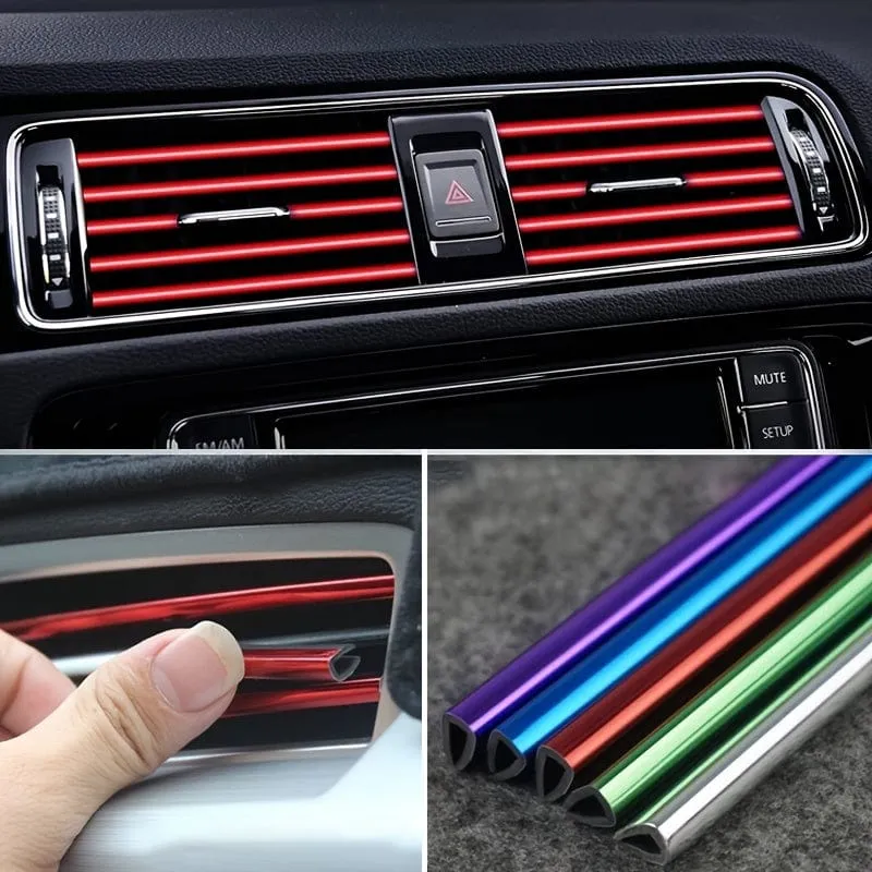 10 Stück 20 cm Auto-Klimaanlagen-Dekorationsstreifen für den Entlüftungsauslass, U-förmige Zierleisten, Styling-Eckschutz für Autotürkanten